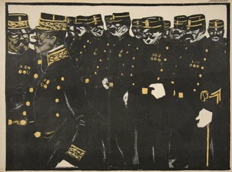 Inspection of a Line of Police Officers, illustration from 
